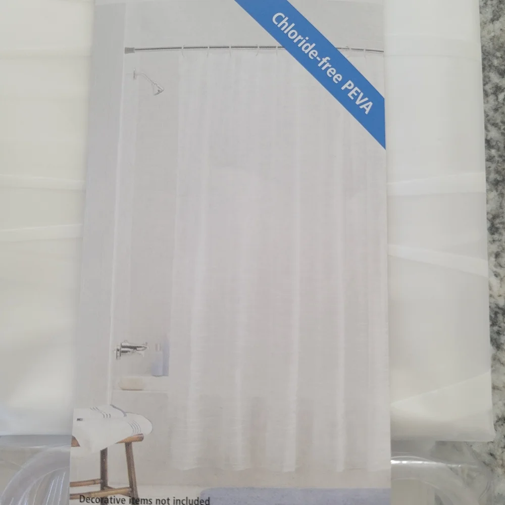 MAINSTAYS White Oasis clear striped chloride-free PEVA 13-piece shower curtain